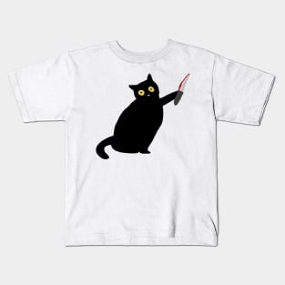 Funny Killer Black Cat Halloween Kids T-Shirt